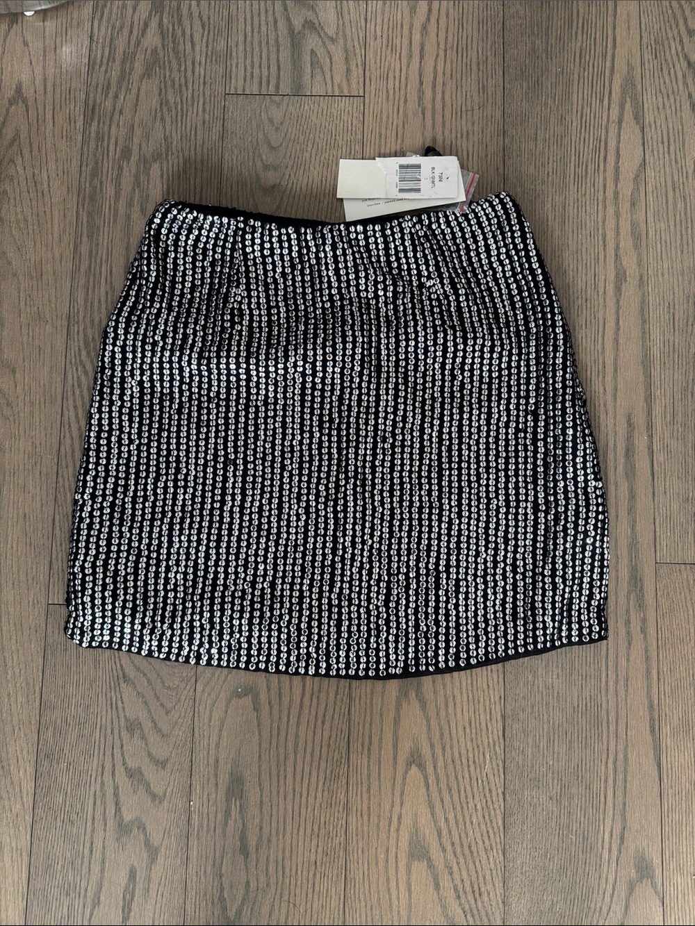 French Connection Black Mini Skirt with Silver Sequins